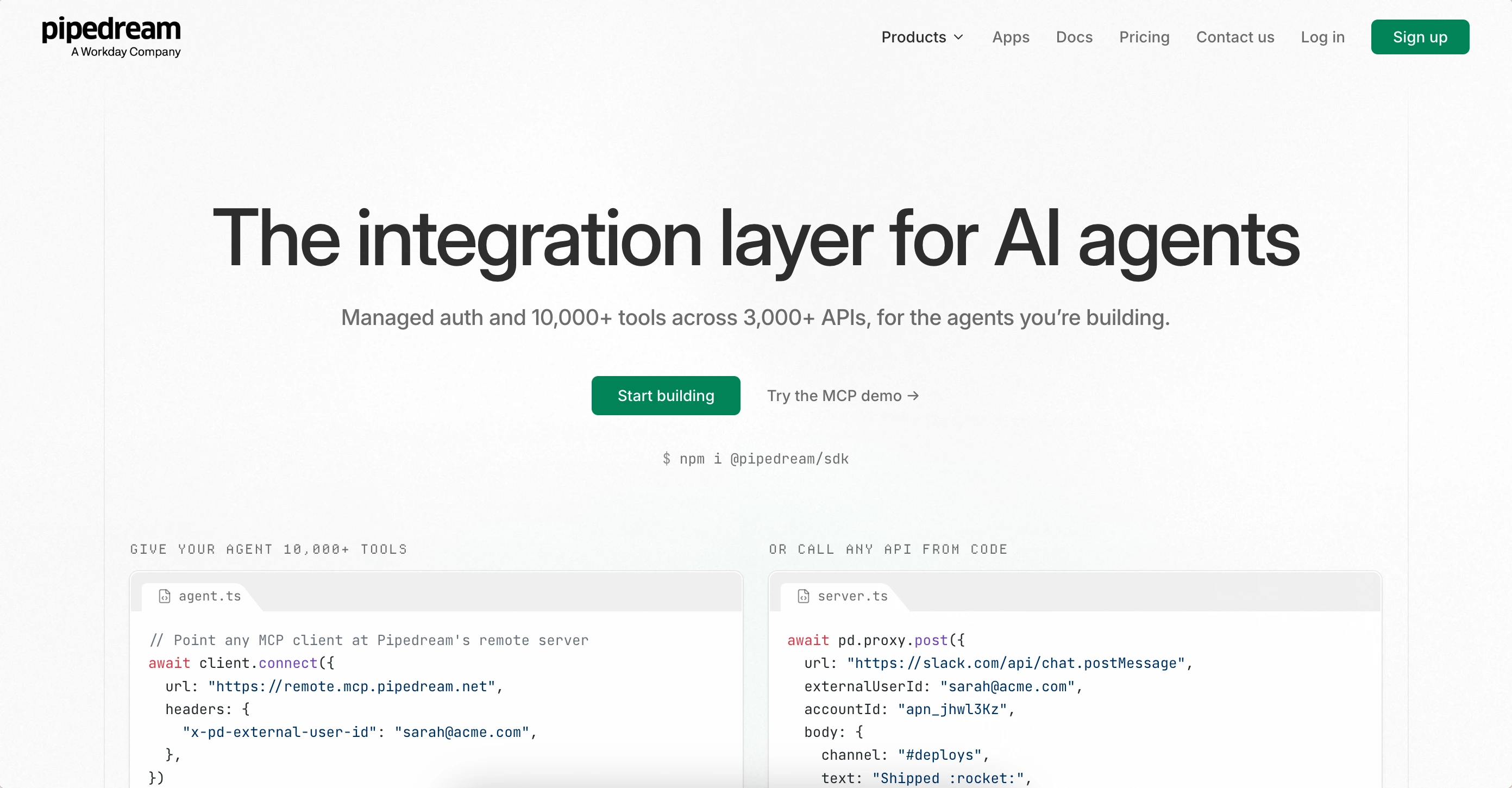 Pipedream landing page